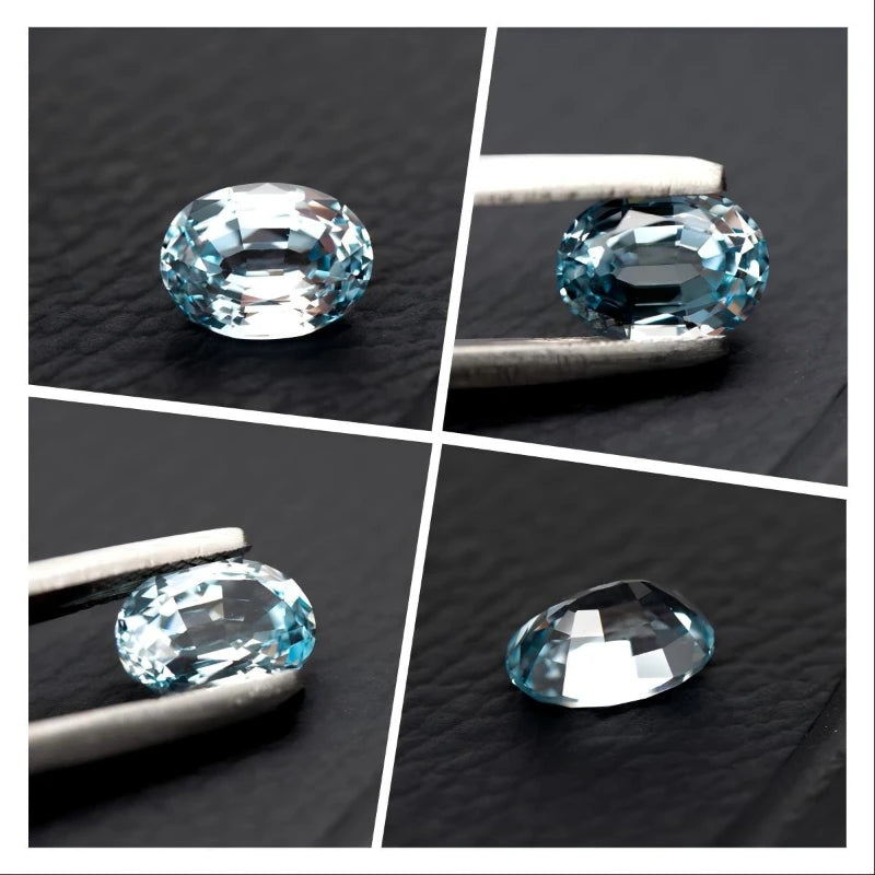 Sapphire Oval Shape Aquamarine Color Lab Grown Gemstone VVS1 DIY Chamrs Ring Necklace Earrings Main Materials with Certificate