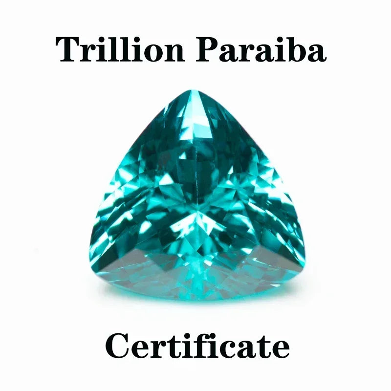 Lab Grown Sapphire Paraiba Fat Triangle Trillion Charms Gemstone  DIY Ring Necklace Earrings Main Materials  AGL Certificate