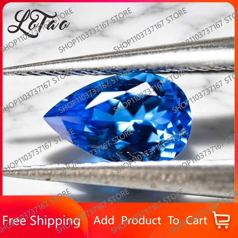TOPTop Lab Grown Cobalt Spinel Pear Shape Charms Gemstone for DIY Advanced Jewelry Rings Earrings Making Selectable Certificate
