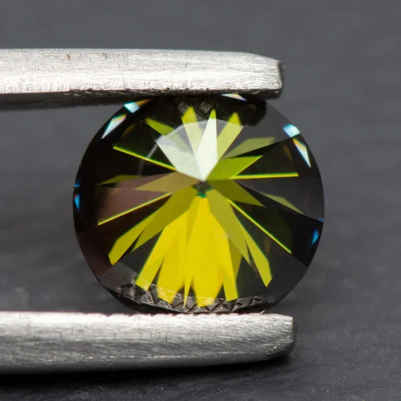 Round Cut Moissanite Olive Natural Color Lab Grown Diamond for DIY Jewelry Making Materials with Certificate Factory Wholesale