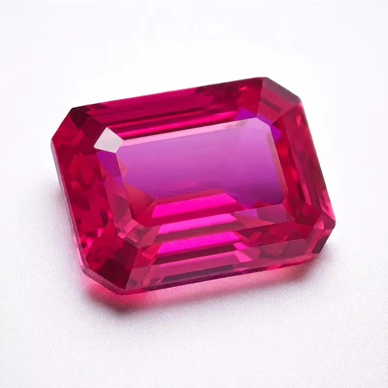 Rubellite Color Lab Grown Ruby Emerald Cut Top Quality Loose Gemstone For Jewelry Diy Making Selectable AGL Certificate