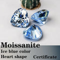 Moissanite VVS1 Artificial Stone Ice Blue Color Heart Cut with Certificate Unnatural
