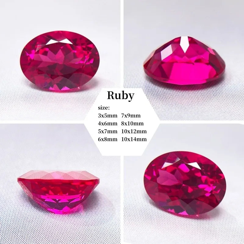Lab Grown Ruby Oval Cut Pigeon Blood Red Color Loose Gemstone for DIY Jewelry Making Inlay Ring Necklace AGL Certificate