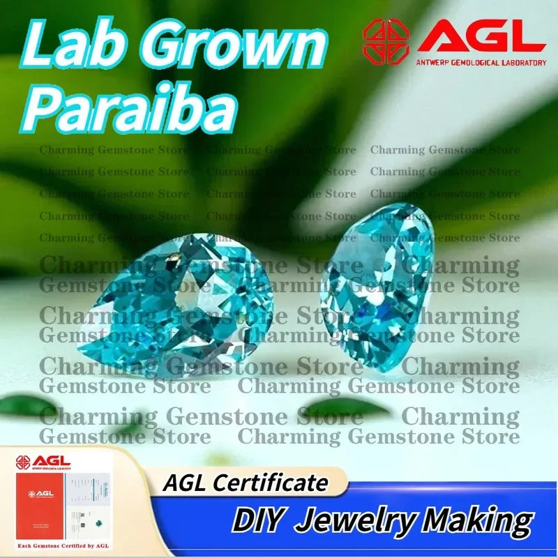 Lab Grown Paraiba Pear Cut Gemstone for Jewelry Making DIY Charms Earrings Rings Lab Created Paraiba Tourmaline for Pendant