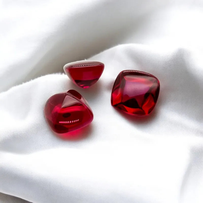 Lab Grown Ruby and Emerald  Pigeon Blood Red and Zambian Green Color Sugar Loaf Shape DIY Jewelry Making Material Certificate