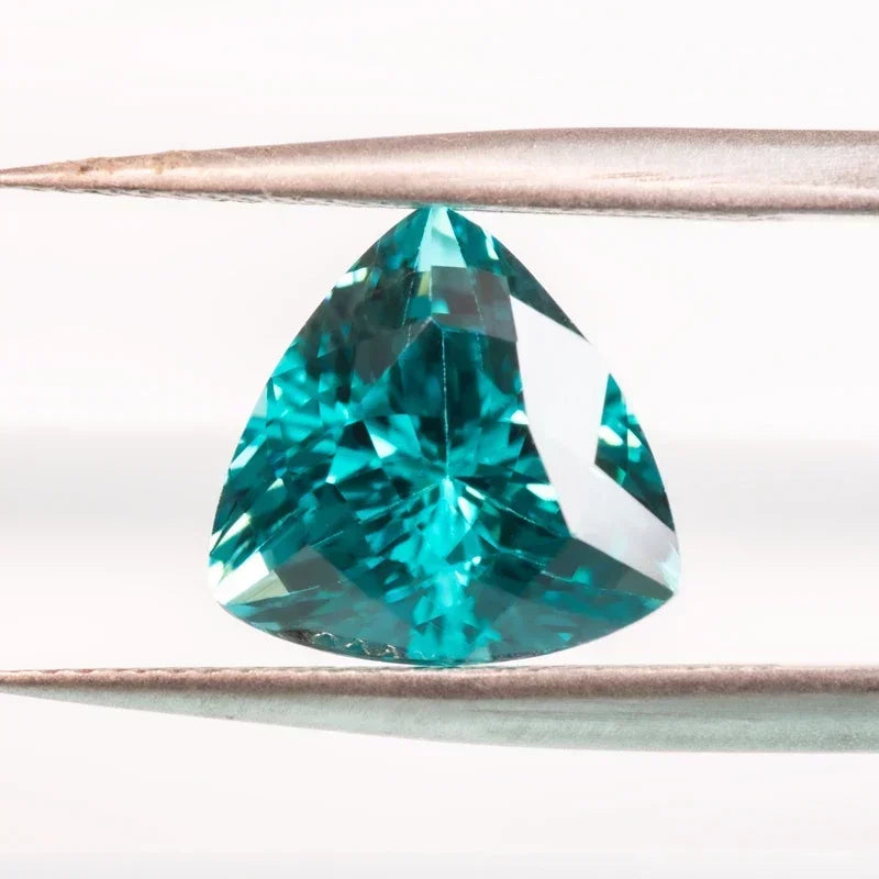 Lab Grown Sapphire Paraiba Fat Triangle Trillion Charms Gemstone  DIY Ring Necklace Earrings Main Materials  AGL Certificate