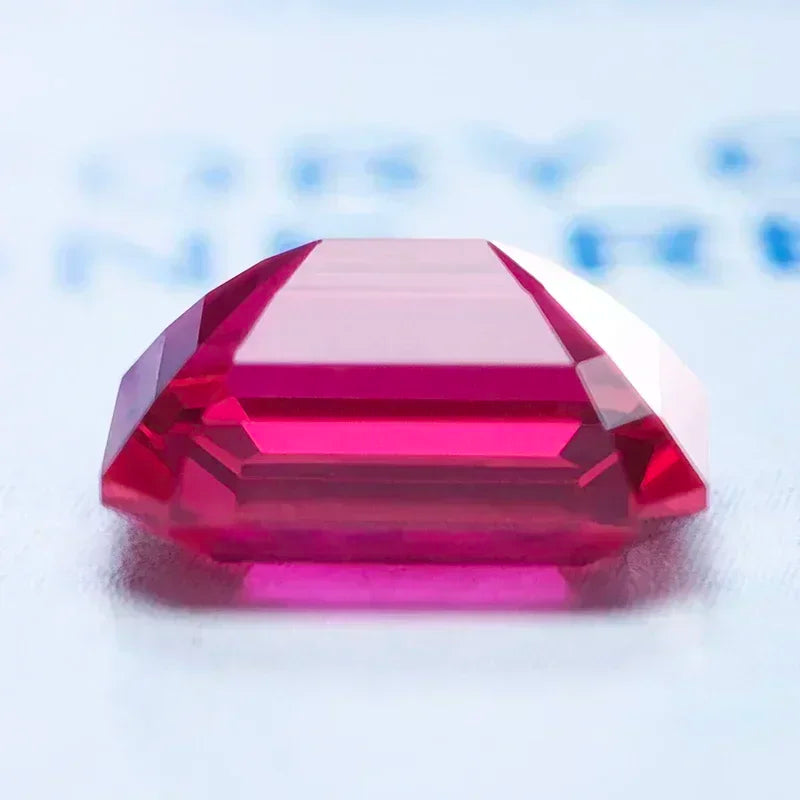 Red Color Emerald Cut  Lab Grown Ruby VVS1 Gemstone Charms DIY Advanced Jewelry Making Materials Selectable AGL Certificate