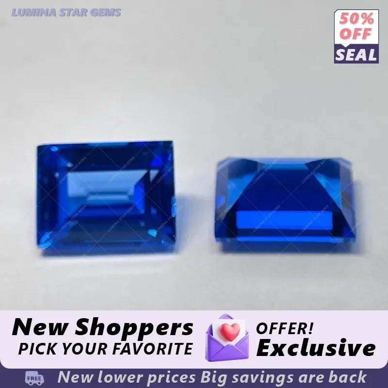 TOPTLab Grown Cobalt Spinel Rectangular Shapes Gemstone for DIY Ring Necklace Earrings Main Materials Selectable Certificate