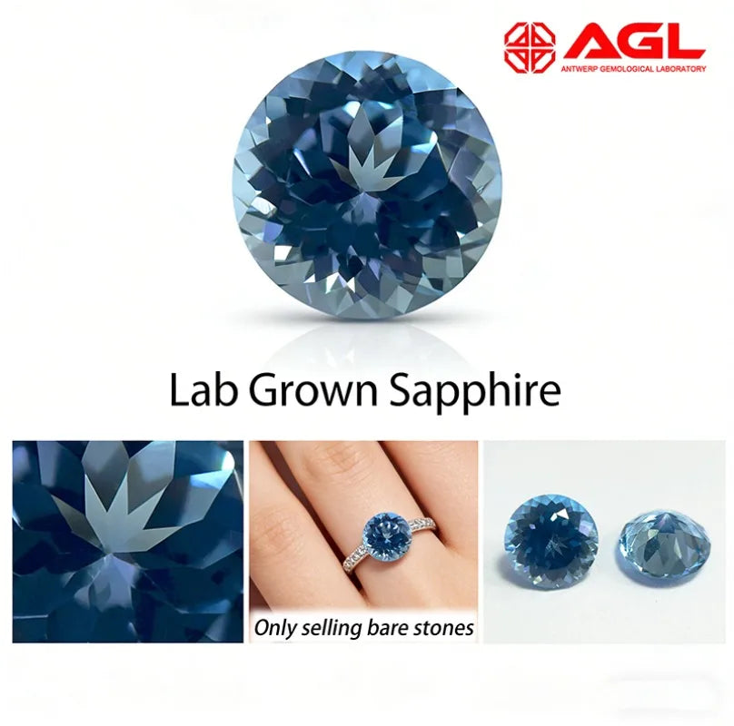 Lab Grown Sapphire Aquamarine Color Heart Cut Loose GemstoneDIY Ring Necklace Earrings Main Materials Selectable AGL Certificate