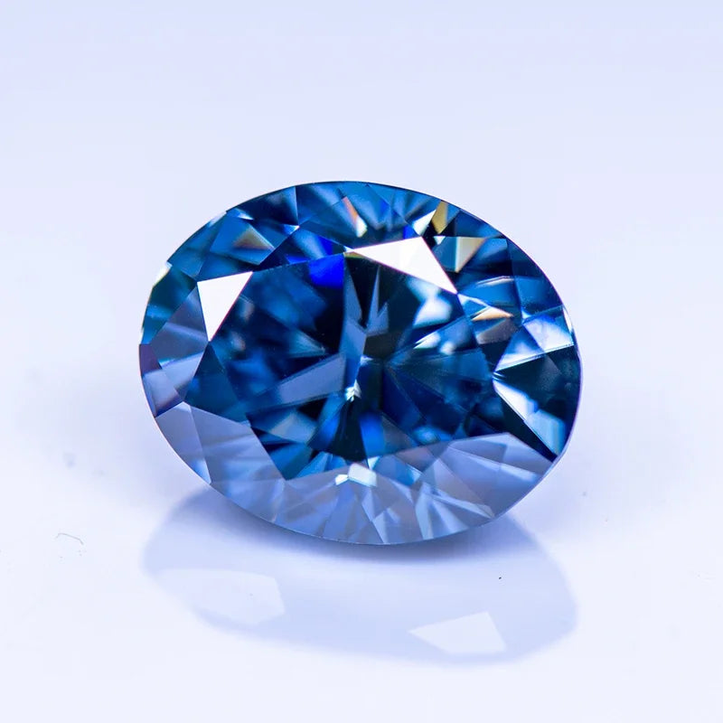Moissanite Stone Oval Cut Natural Royal Blue Color High-quality DIY Charms Jewelry Making Main Materials with Certificate
