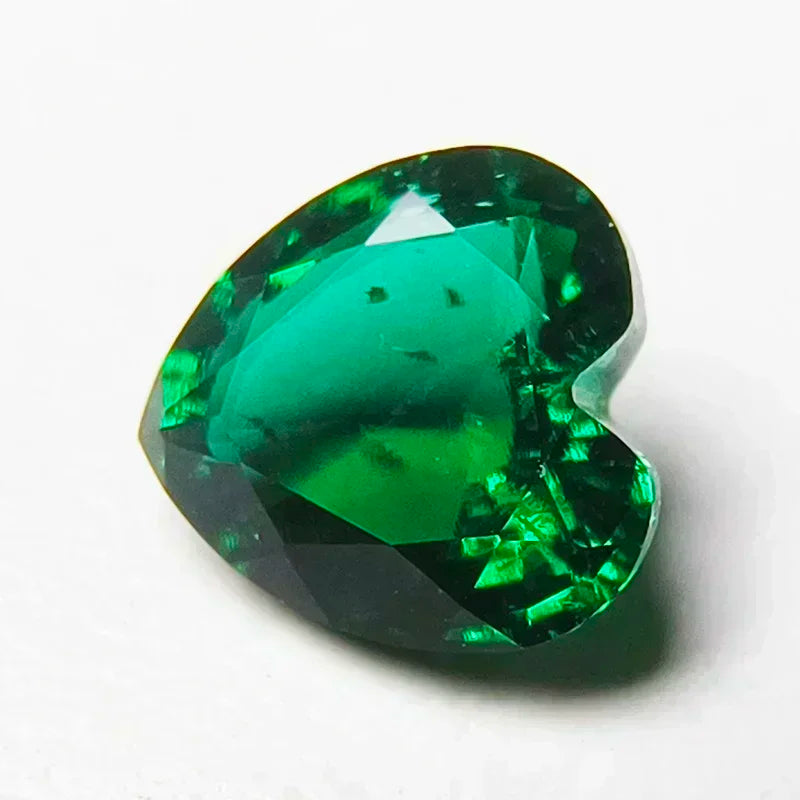 Lab Grown Zambian Emeralds Heart Shape Hydrothermal Hand Cut Natural Inclusions for AGL Certificate Lab Created Emerald