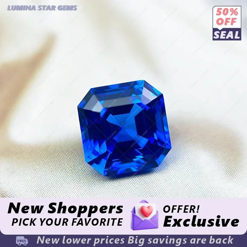 TOPTHot Sales Lab Grown Cobalt Spinel Asscher Cut Gemstone for DIY Ring Necklace Earrings Main Materials Selectable Certificate