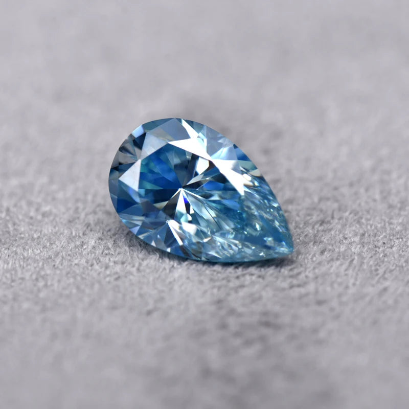 Pear Cut Aquamarine Color Moissanite Synthetic Gemstone with Certificate Charms for Jewelry Making