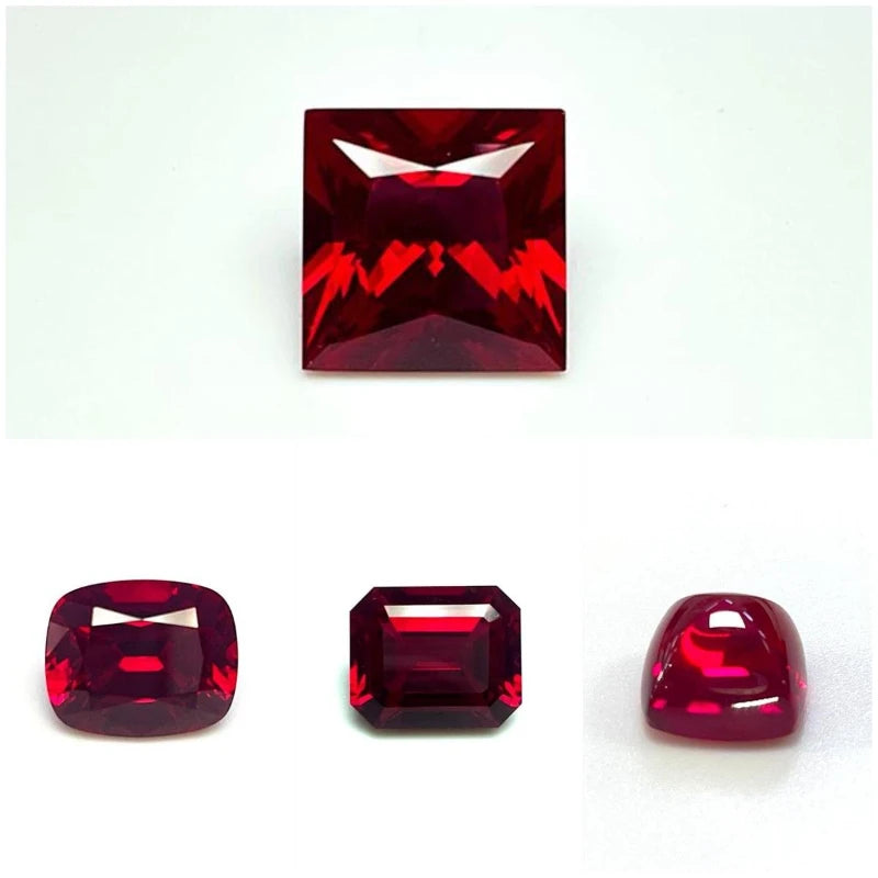 Ruby Asscher Cut VVS1 Lab Grown Gemstone Pigeon Blood Red DIY Jewelry Making Materials Certificate Multiple Shapes Selectable