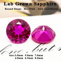 Lab Grown Sapphire Round Cut Hot Pink Color Gemstone DIY Jewelry Making Inlay Ring Necklace Bracelet Selectable AGL Certificate