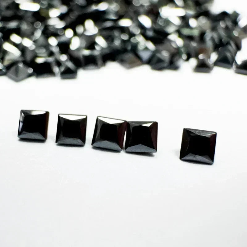 TOP Moissanite Natural Black Color Princess Cut Small Size Bead for Jewelry Making DIY Ring Necklace Earring Main Materials