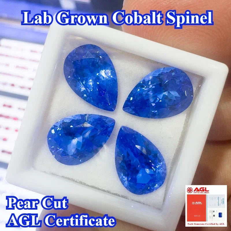 TOPA- Lab Grown Cobalt Spinel Pear Cut Gemstone for DIY Ring Necklace Earrings Main Materials Selectable AGL Certificate