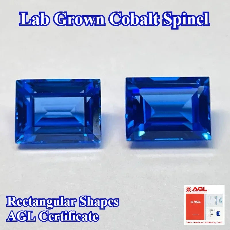 TOPLab Grown Cobalt Spinel Rectangular Shapes Gemstone for DIY Ring Necklace Earrings Main Materials Selectable Certificate