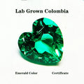 Lab Grown Colombia Emerald Green Color Heart Shape Charms Gemstone DIY Ring Necklace Earrings Main Materials Certificate