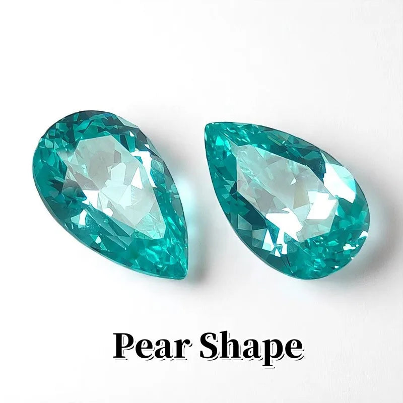 Lab Grown Paraiba Pear Shape Neon Blue VVS1 for DIY Advanced Jewelry Making Inlay Ring Necklace Selectable AGL Certificate