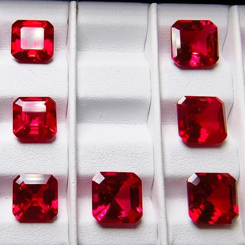 Lab Grown Ruby Asscher Square Shape Pigeon Blood Red VVS1 Selectable AGL Certificate Gemstone For Diy Jewelry Making Materials