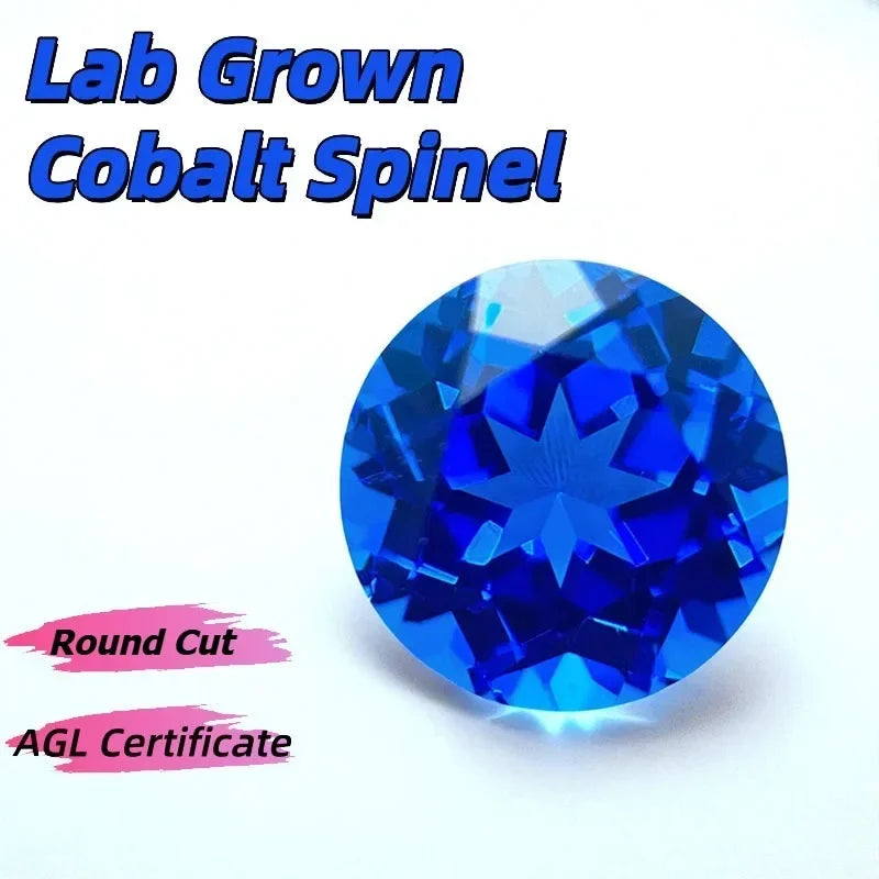 TOPLab Grown Cobalt Spinel Round Cut Gemstone for DIY Ring Necklace Earrings Main Materials Selectable Certificate