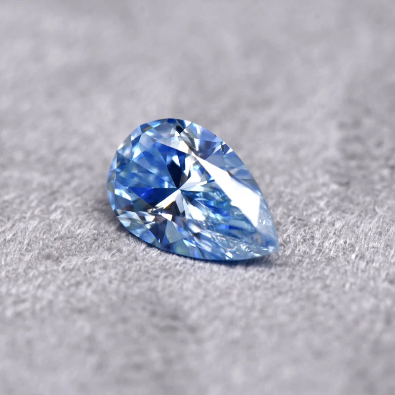 Pear Cut Ice Blue Color Moissanite Synthetic Gemstone with Certificate Charms Gemstone