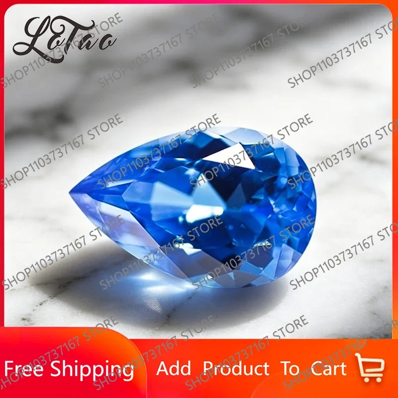 TOPTOP Lab Grown Cobalt Spinel Pear Shape Extremely Shiny Quality Charm Gemstone Advanced Jewelry Making Materials AGL Certifica