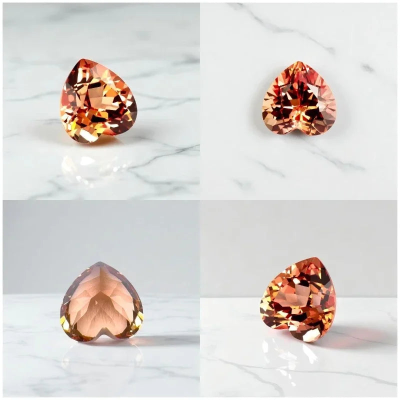 Sapphire Heart Cut VVS1 Orange Color Lab Grown Gemstone for DIY Jewelry Making Materials Charms Gem Wholesale with Certificate
