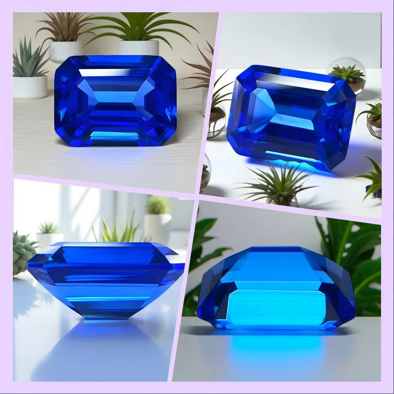 Lab Grown Cobalt Spinel Emerald Cut Blue Color VVS1 Synthetic Gemstone for DIY Jewelry Making Gift Selectable AGL Certificate