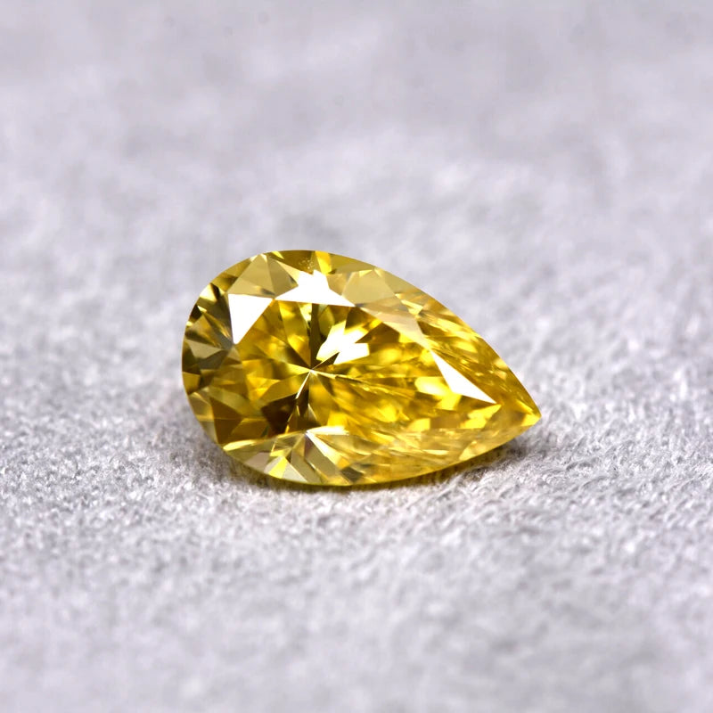 Pear Cut Lemon Yellow Color Moissanite Synthetic Gemstone with Certificate DIY Jewelry Making