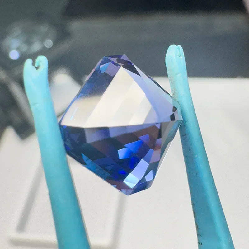 Lab Grown Sapphire Square Asscher Cut cornflower Color VVS1 Charms DIY for Jewelry Making Material Selectable AGL Certificate