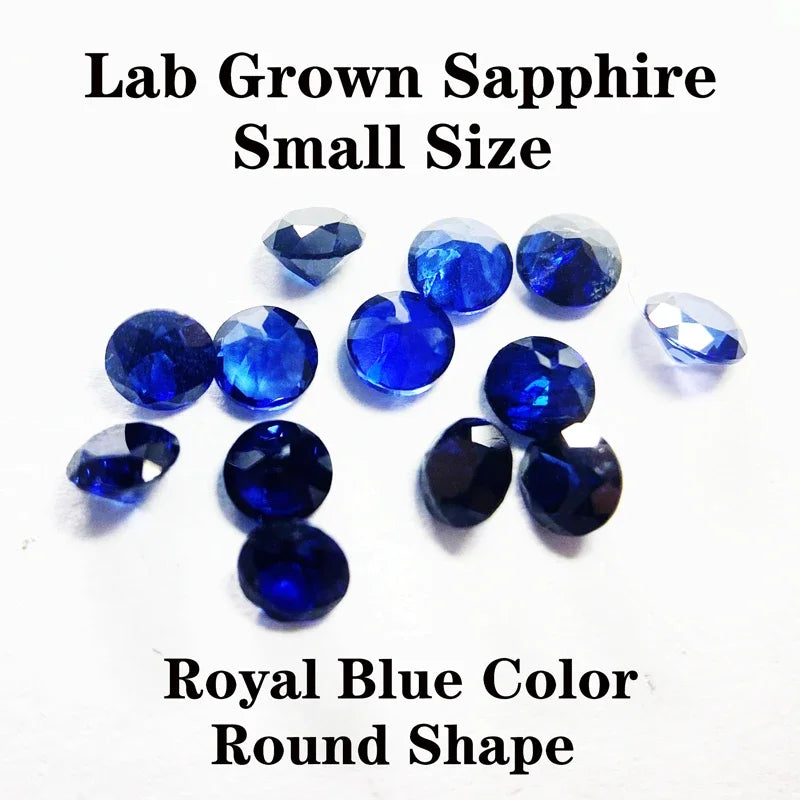 Lab Grown Sapphire Round Shape Royal Blue Color Small Size Gemstones for DIY Ring Necklace Earrings Making Extremely Shiny
