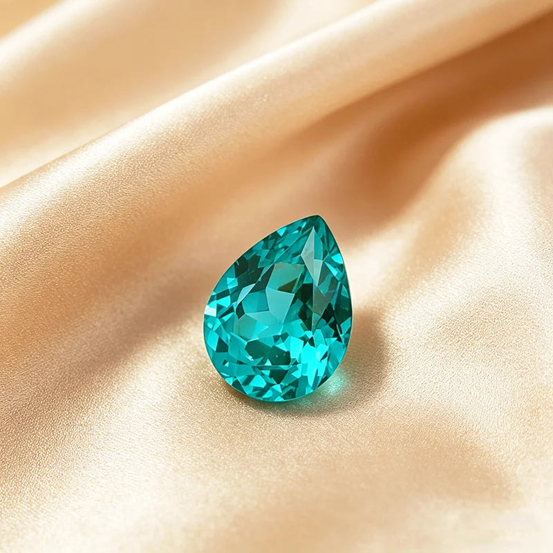 Lab Grown Paraiba Gemstone Pear Shape Loose Gemstones For Jewelry Making Setting Multi Shapes Available