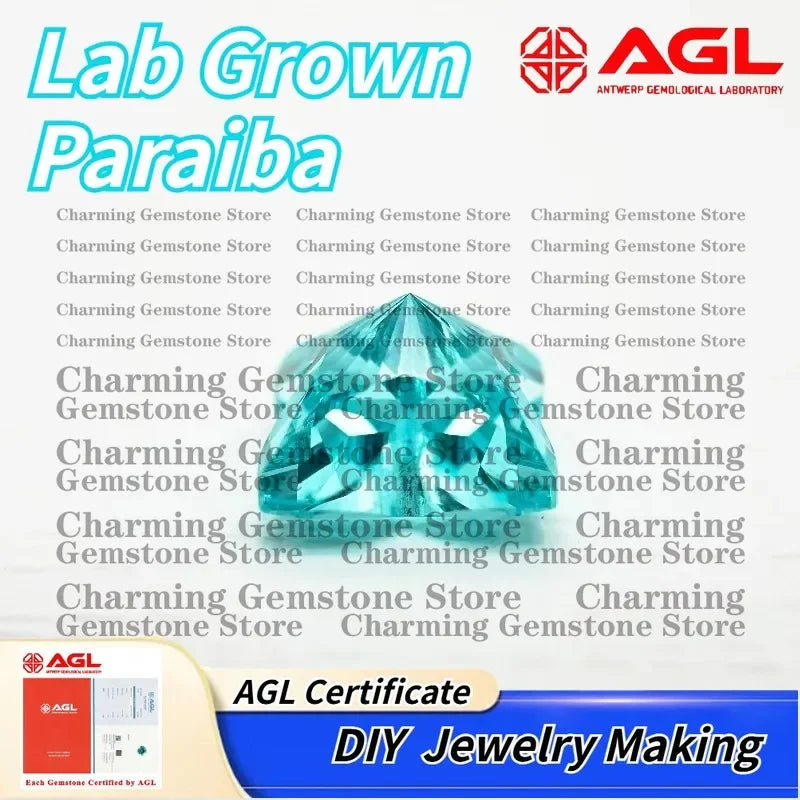 Lab Grown Paraiba Gemstone Quincunx Cut for DIY Jewelry Making Ring Necklace Inlay AGL Certificate Lab Created Paraiba