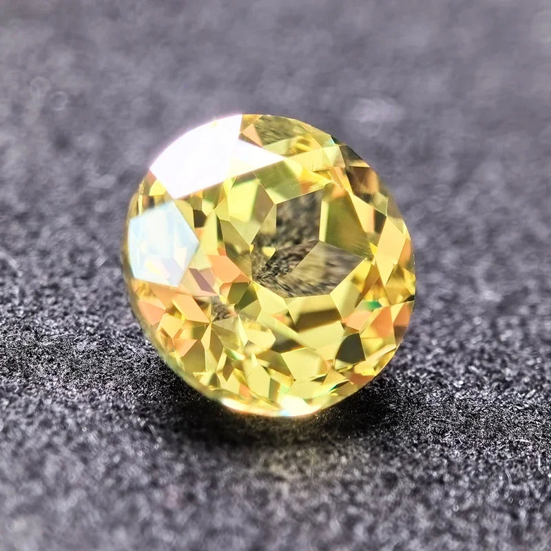 Lab Grown Sapphire Yellow Color Round Shaped Extremely Shiny Quality DIY Ring Necklace Earrings Main Materials  AGL Certificate