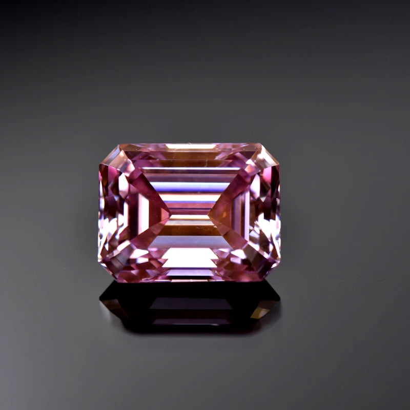 Emerald Cut Moissanite Stone VVS1 Sakura Pink Color Certificate Artificial Gemstone DIY Jewelry