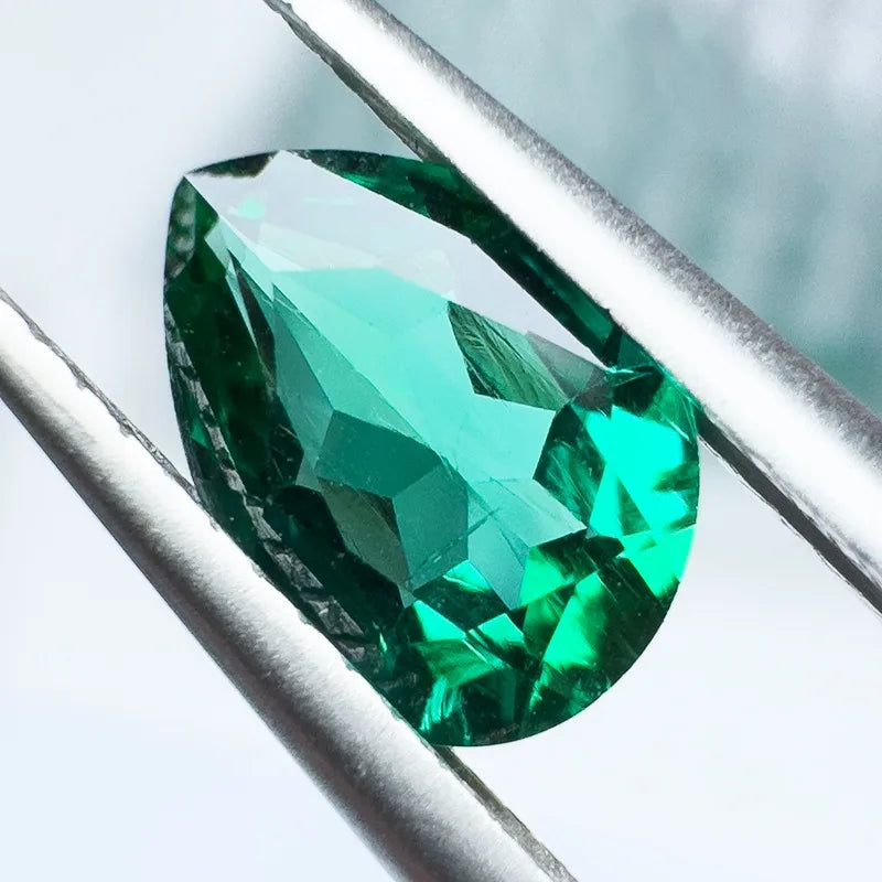 Lab Grown Zambian Emerald Pear Shape Hydrothermal Synthetic Emerald Gemstones for Jewelry Making Ring Selectable AGL Certificate