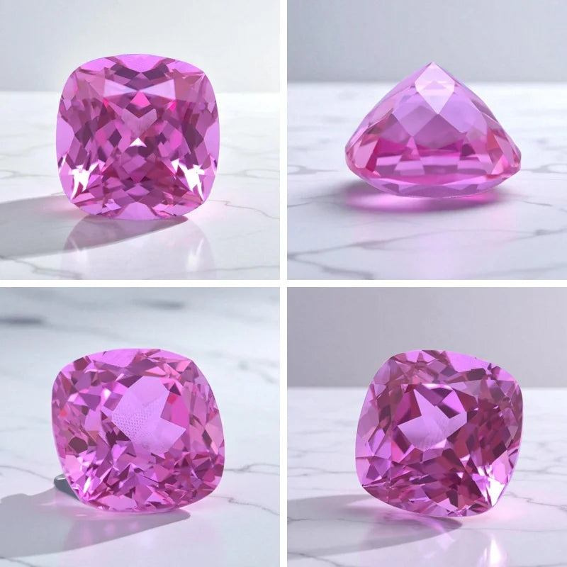 Lab Grown Sapphire Asscher Cut Pink for DIY Charms Jewelry Rings Earring Making Main Materials Selectable AGL Certificate
