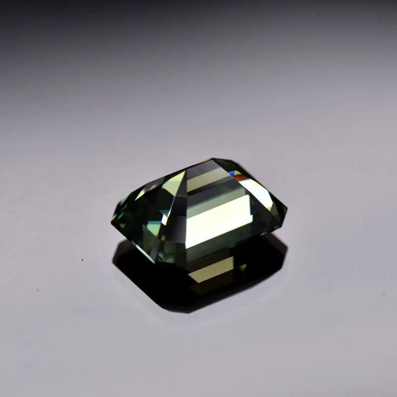 Emerald Cut Moissanite Stone VVS1 Yellow Green Color Certificate Artificial Gemstone DIY Jewelry