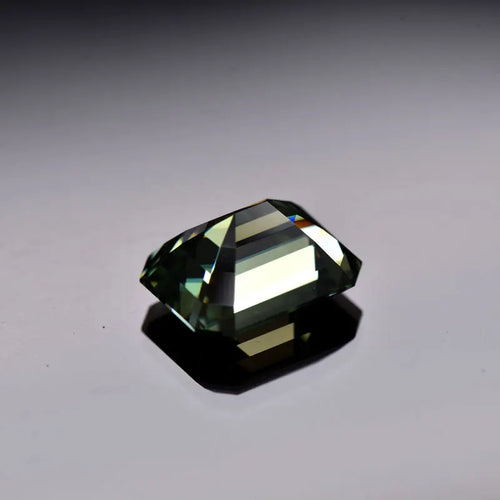 Emerald Cut Moissanite Stone VVS1 Yellow Green Color Certificate Artificial Gemstone DIY Jewelry