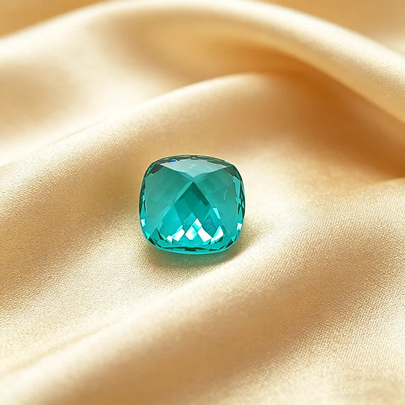 Lab Grown Paraiba Gemstone Cushion Shape Loose Gemstones For Jewelry Setting Multi Shapes Available Round Pear Heart Emerald