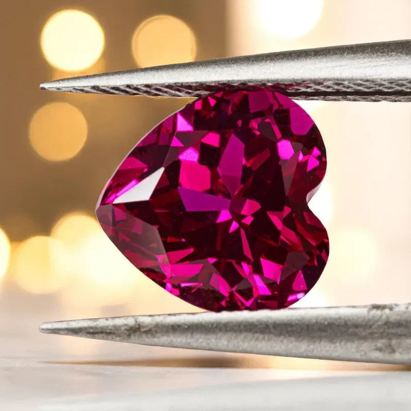 Rubellite Color Heart Shape Lab Grown Ruby VVS1 Stone for Charms Diy Jewelry Making Necklace Material Selectable AGL Certificate