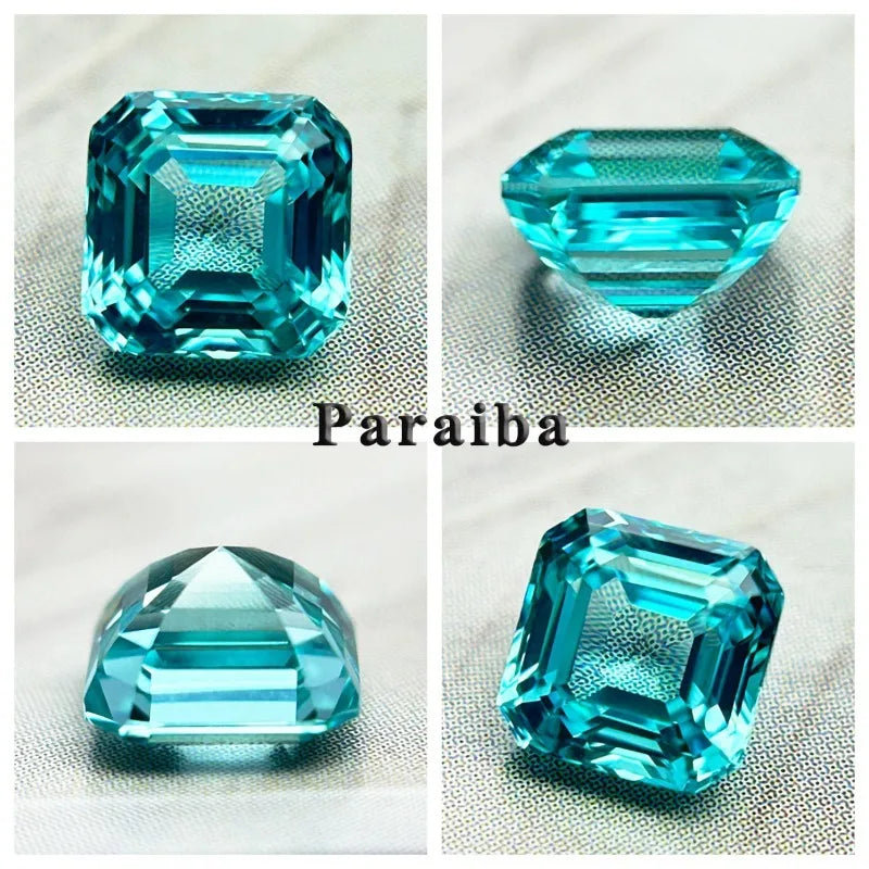 Lab Grown Sapphire Asscher Cut Cornflower Color Gemstone DIY Ring Necklace Earrings Main Materials Selectable AGL Certificate