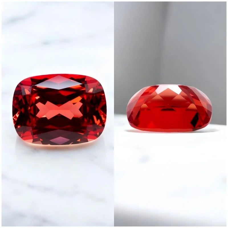 Rectangle Cushion Cut Lab Grown Sapphire Sunset Red Color for DIY Advanced Jewelry Making Materials with Certificate Wholesale