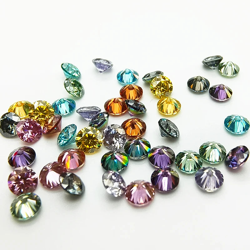 Moissanite Stones Multiple Colors Round Shape Small Sizes 3.0-4.5mm VVS1 Lab Diamonds Gift for Diy Jewelry Making No Certificate