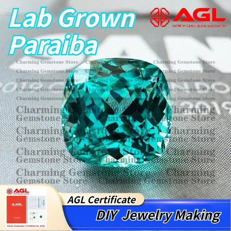 Lab Grown Paraiba Gemstone for DIY Jewelry Making for Ring Necklace Bracelet Inlay Round Cut AGL Certified Lab Created