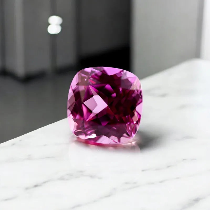 Sapphire Lab Grown Gemstone Square Cushion Shape Pink Color The Charms of DIY Jewelry Making with Certificate Shiny Quality