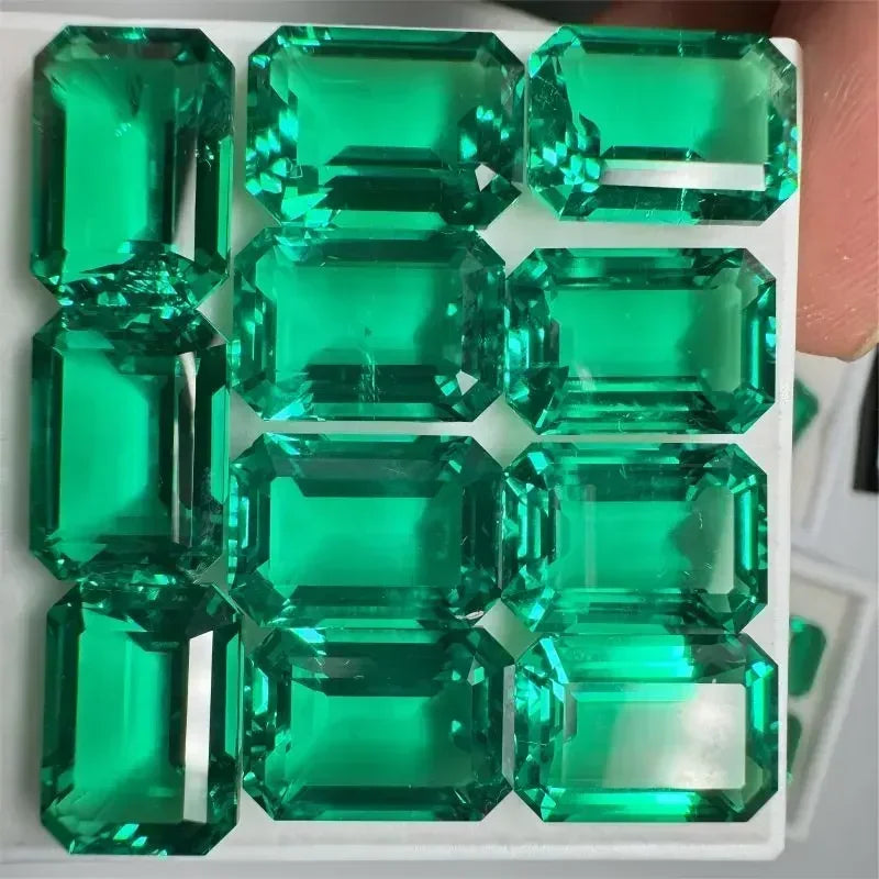 Hand-cut Hydrothermal with Inclusion Emeralds Laboratory Emerald Stones 10x14mm Gemstone for Diy Jewelry Making