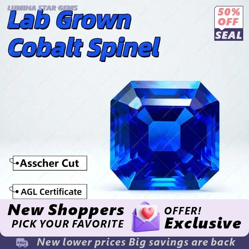 TOPTHot Sales Lab Grown Cobalt Spinel Asscher Cut Gemstone for DIY Ring Necklace Earrings Main Materials Selectable Certificate